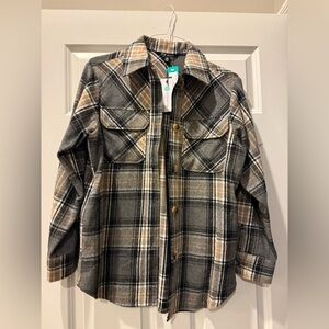 Steve Madden Brown and Gray Plaid Jacket